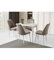 Açılır 60x100 Cm Mini Silva Marmo Masa  4 Adet Sude Sandalye Takım