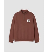 LCW Kids Kahverengi Dik Yaka Baskılı Erkek Çocuk Kalın Sweatshirt