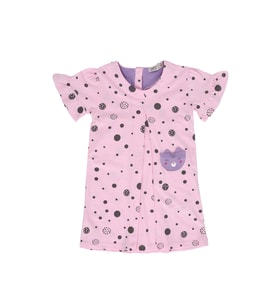 Toontoy Kız Çocuk Komple Baskılı Elbise (Pembe)
