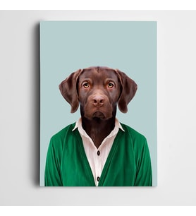 Yeşil Üstlü Köpek Kanvas Tablo