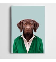 Yeşil Üstlü Köpek Kanvas Tablo
