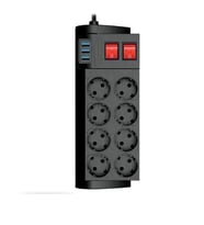 River World 2 Metre Termal Akım Korumalı 16 A 4000 W 8'li Priz ve 3 USB 'si Bulunan Isıya Dayanıklı Uzatma Kablosu