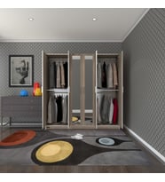 Kenzlife gardırop 6 kapaklı kapılı anemon 180*180*42 crd aynalı gardolap dolap (Karışık)