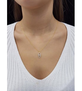 Zirkon Taşlı 18K Altın Kaplama kolye (Karışık)