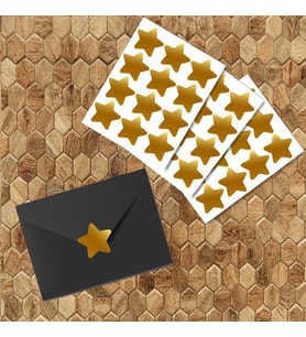 Yapışkanlı Yıldız Şekilli Gold Sticker Etiket Hediye Paketleme Parti Hediyeleri 24 Adet 3x2,5 Cm-T269