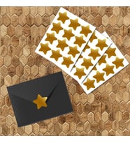 Yapışkanlı Yıldız Şekilli Gold Sticker Etiket Hediye Paketleme Parti Hediyeleri 24 Adet 3x2,5 Cm-T269