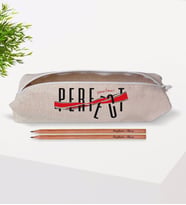 BK Gift Kişiye Özel Perfect Sometimes Tasarımlı Keten Bez Kalemlik ve İsimli Ahşap Kurşun Kalem Hediye Seti-1