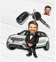 Kişiye Özel Araba Temalı Karikatür Ahşap Anahtarlık