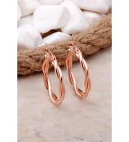 Burgu 25 mm Rose Gümüş Halka Küpe 5803