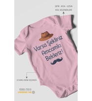 Varsa şekliniz amcamla bekleriz Kısa Kollu Bebek Body %100 Pamuk