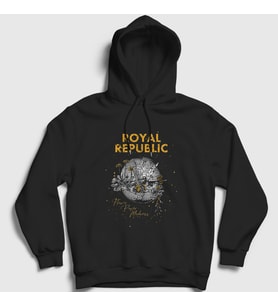 Presmono Unisex Siyah Madness Royal Republic Kapüşonlu Sweatshirt 384280tt
