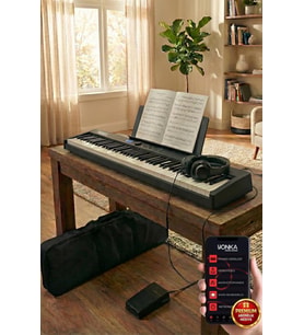 Midex PLX-100BK Taşınabilir Dijital Piyano Tuş Hassasiyetli 88 Tuş Bluetooth Şarjlı (Sustain Pedalı Kulaklık Çanta Metod)