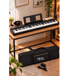 Midex PLX-100BK Taşınabilir Dijital Piyano Tuş Hassasiyetli 88 Tuş Bluetooth Şarjlı (Sustain Pedalı Kulaklık Çanta Metod)
