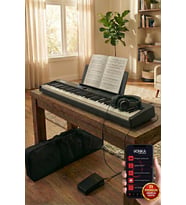 Midex PLX-100BK Taşınabilir Dijital Piyano Tuş Hassasiyetli 88 Tuş Bluetooth Şarjlı (Sustain Pedalı Kulaklık Çanta Metod)