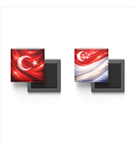 Buzdolap Magnetleri - Singapur Bayrağı ve Türk Bayrağı - 2'li Set Magneti