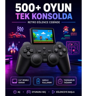 Çocuklar Ve Yetişkinler İçin Uygun 500 Oyunlu Taşınabilir Mini Retro El Konsolu