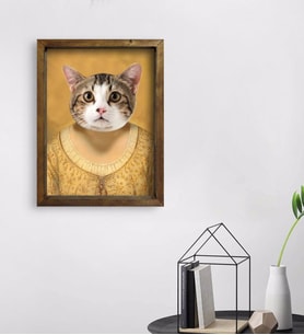 Evcil Dostlara Özel Portre Doğal Masif Ahşap Çerçeveli Tablo 45x65cm-17