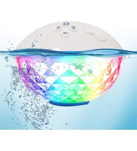 TechTic Havuz Işığı Bluetoothlu Havuz Hoparlörü Su Geçirmez Hoparlör Taşınabilir RGB LED Işıklı (Tatlı Beyaz)