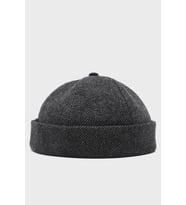 Koyu Gri Yünlü Hipster Bere Kışlık Docker Cap (Füme)