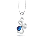Diamond Serisi Safir Damla Kalp Çiçek Gümüş Kadın Kolye