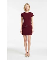 Kadın Mini Elbise Bisiklet Yaka Kısa Kollu Kemerli Bodycon Kesim Dokuma Kumaş Rahat Gündüz Gece