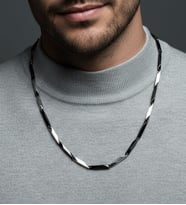 Paslanmaz Çelik Çubuk Model Zincir Kolye (Gümüş-Siyah)