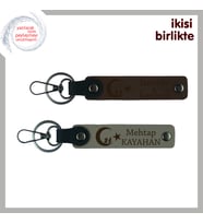 Kayınbiradere Temalı Armağan – Çocuk Ve Ayyıldız Kişisel Anahtarlık Seti, Koyu Kahve-Kül Gri