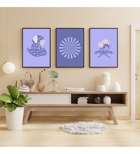 Leylaklar Duvar Tablosu Çerçeveli 3'lü Set Siyah Renk 30 x 42 Boyut/Ebat