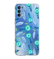 PrintiFy Oppo Reno 4  ile Uyumlu 1mm Slim Fit Nazar Boncuğu 3 Baskılı Şeffaf  Kılıf