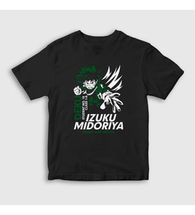 Presmono Unisex Çocuk Siyah Izuku Anime Boku No Hero Academia T-Shirt 128711tt