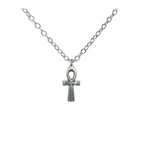 Eskitme Antik Ankh Anahtarı Kolye – 60 cm Zincirli, Vintage & Unisex Takı (Gümüş)