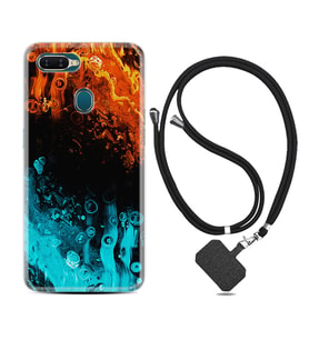 Oppo A5S A15 A16 A54 A55 A73 A74 Kılıf Boyun Askılı Silikon Orange Blue Color 1665