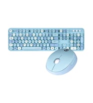 ROUND KM-6282 Renkli Tuşlu Mavi Kablosuz Q Multimedia Klavye + Mouse Set