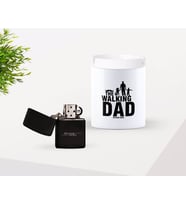 BK Gift Kişiye Özel Babalar Günü Hediyesi The Walking Dad Tasarımlı Seramik Kül Tablası ve Benzinli Çakmak Seti-1 (Model 1)