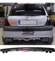 Renault Clio 2 HB Difüzör Arka Tampon Eki 4 Egzoz Çıkışlı Siyah