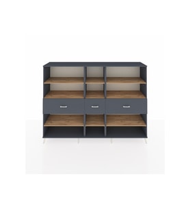 Hyperion Dolap 9 Raflı 3 Çekmeceli  220x44x163 Antrasit-Çam/Antrasit