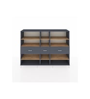 Hyperion Dolap 9 Raflı 3 Çekmeceli  220x44x163 Antrasit-Çam/Antrasit