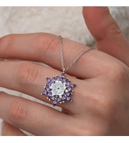 Mor Lotus Çiçegi 925 Ayar Gümüş Kadın Kolye