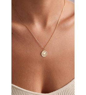 Kişiye Özel Minimal Kuş Figürlü Kolye 925K Gümüş (Gold)