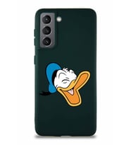 Samsung Galaxy S21 Soft Premier Kapak Donald Duck-E Tasarımlı Silikon Kılıf - Yeşil (Şeffaf)