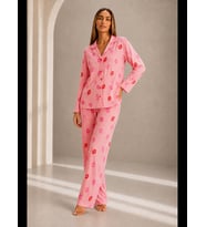 Night Kadın Önden Düğmeli Uzun Kollu Pijama Takımı