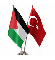 Filistin ve Türkiye ikili Masa Bayrağı Seti (Siyah)