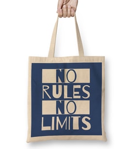 No Rules No Limits Slogan Bez Çanta Uzun Saplı