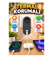 Termal Korumalı Priz – 3 USB Portlu Akıllı Akım Dengeleme