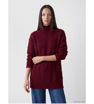 LC WAIKIKI Bordo Yarım Balıkçı Yaka Desenli Kadın Triko Tunik