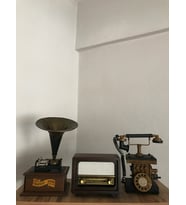 Bluetooth, Usb, Fm Radyo Özellikli Nostaljik Radyo Dekoratif Metal Telefon Dekoratif Metal Gramofon