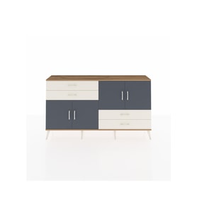 Arges Konsol 3 Raflı 4 Çekmeceli 4 Kapaklı 176x30x99 Çam-Antrasit/Aytaşı