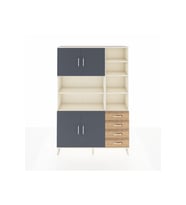 Arges Dolap 9 Raflı 4 Çekmeceli 4 Kapaklı 132x30x195 Aytaşı-Antrasit/Çam