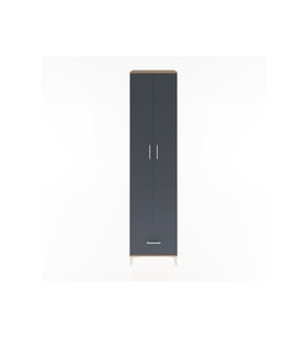 Hyperion Dolap 6 Raflı Tek Çekmeceli 2 Kapaklı 60x44x243 Çam-Antrasit