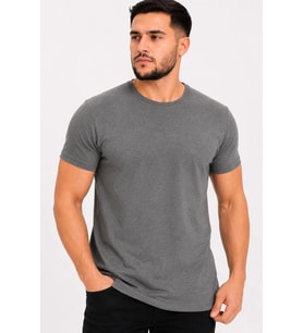 Wenic Erkek Basic Tişört Bisiklet Yaka Kısa Kol Günlük Yazlık Slim fit T-Shirt - Antrasit